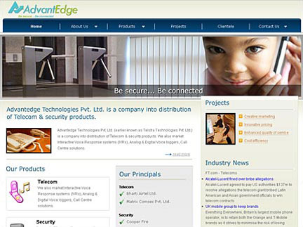 Web Designing of Telecom and Security Product Distribution Company Mumbai